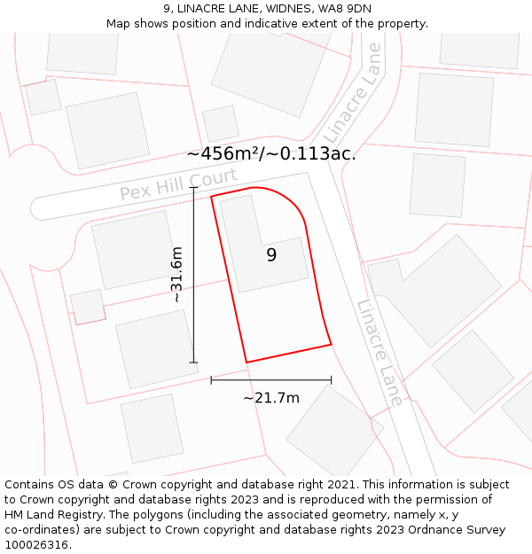 9, LINACRE LANE, WIDNES, WA8 9DN: Plot and title map