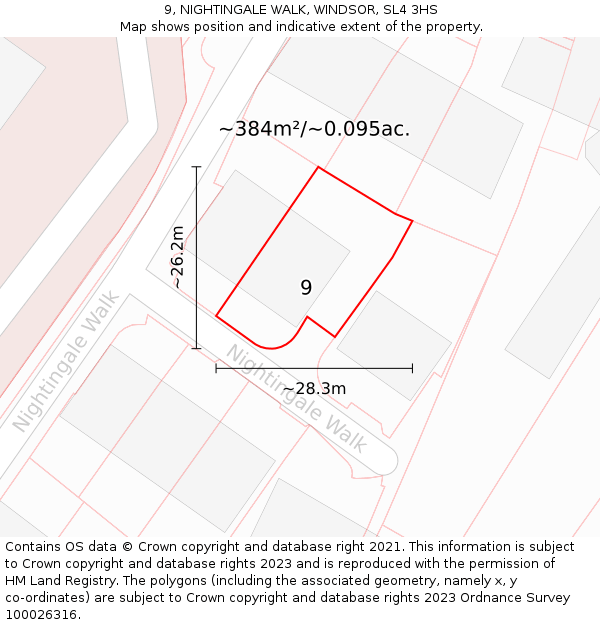 9, NIGHTINGALE WALK, WINDSOR, SL4 3HS: Plot and title map