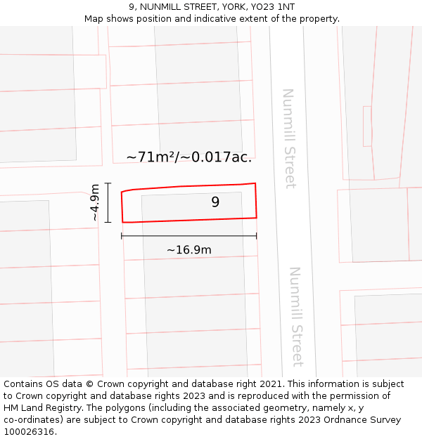 9, NUNMILL STREET, YORK, YO23 1NT: Plot and title map