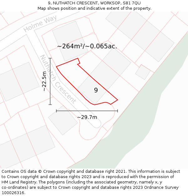 9, NUTHATCH CRESCENT, WORKSOP, S81 7QU: Plot and title map