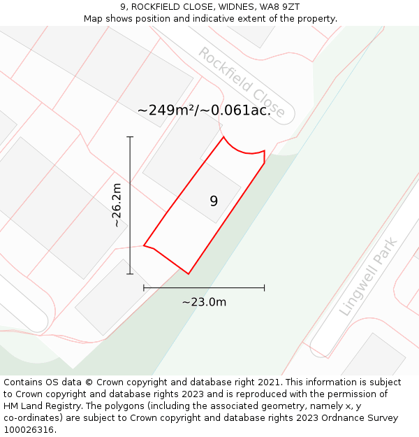 9, ROCKFIELD CLOSE, WIDNES, WA8 9ZT: Plot and title map