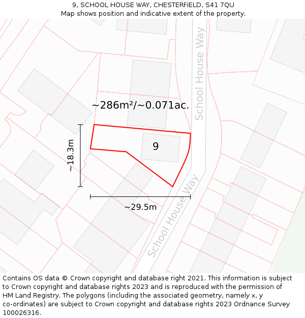 9, SCHOOL HOUSE WAY, CHESTERFIELD, S41 7QU: Plot and title map