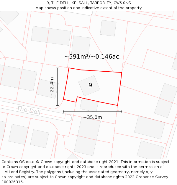 9, THE DELL, KELSALL, TARPORLEY, CW6 0NS: Plot and title map