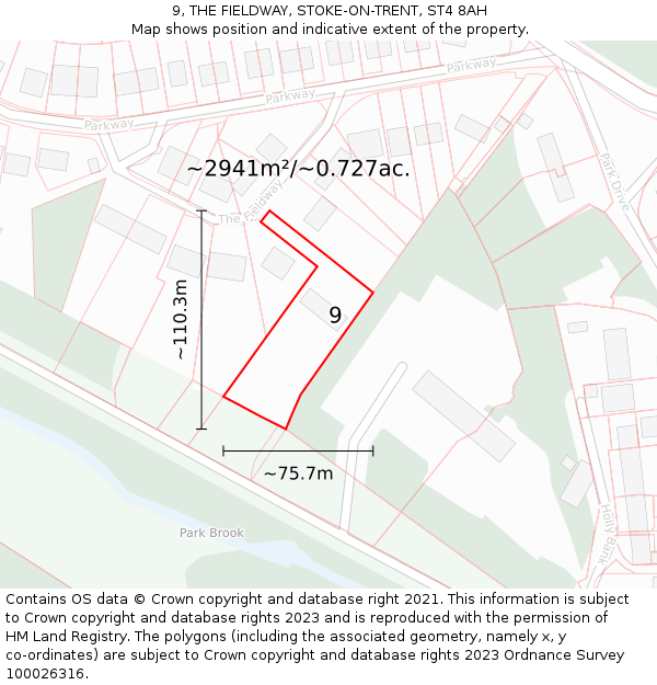 9, THE FIELDWAY, STOKE-ON-TRENT, ST4 8AH: Plot and title map