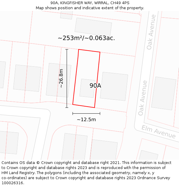 90A, KINGFISHER WAY, WIRRAL, CH49 4PS: Plot and title map