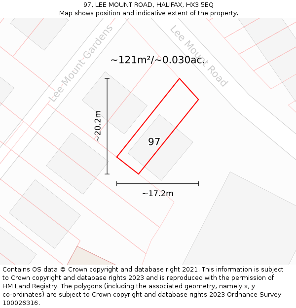 97, LEE MOUNT ROAD, HALIFAX, HX3 5EQ: Plot and title map