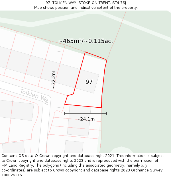 97, TOLKIEN WAY, STOKE-ON-TRENT, ST4 7SJ: Plot and title map
