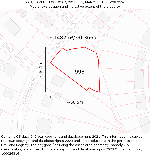 99B, HAZELHURST ROAD, WORSLEY, MANCHESTER, M28 2SW: Plot and title map