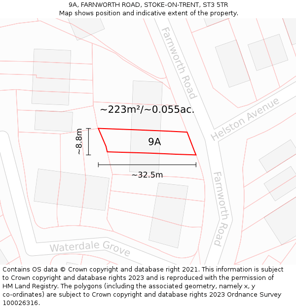 9A, FARNWORTH ROAD, STOKE-ON-TRENT, ST3 5TR: Plot and title map