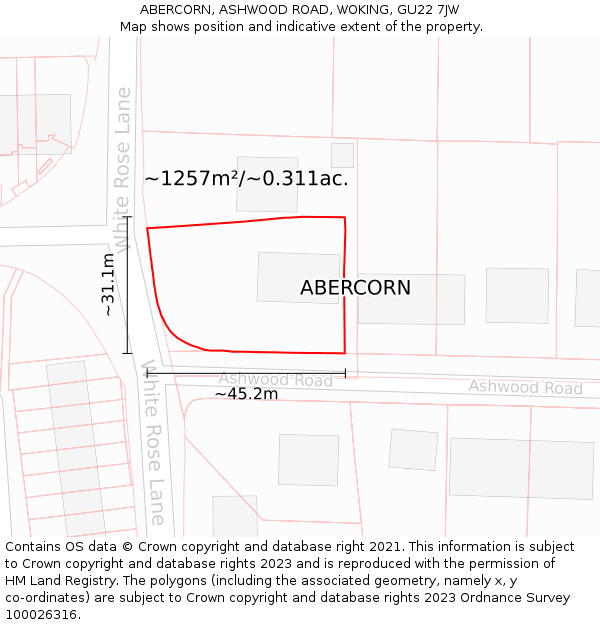 ABERCORN, ASHWOOD ROAD, WOKING, GU22 7JW: Plot and title map