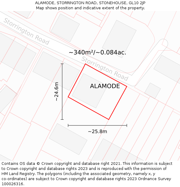 ALAMODE, STORRINGTON ROAD, STONEHOUSE, GL10 2JP: Plot and title map
