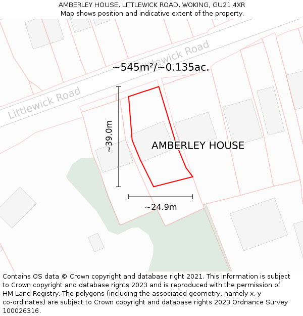 AMBERLEY HOUSE, LITTLEWICK ROAD, WOKING, GU21 4XR: Plot and title map