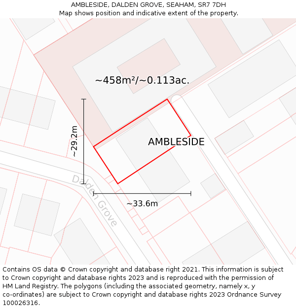 AMBLESIDE, DALDEN GROVE, SEAHAM, SR7 7DH: Plot and title map