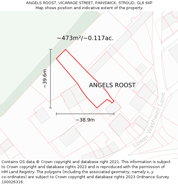 ANGELS ROOST, VICARAGE STREET, PAINSWICK, STROUD, GL6 6XP: Plot and title map