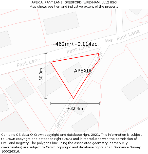 APEXIA, PANT LANE, GRESFORD, WREXHAM, LL12 8SG: Plot and title map