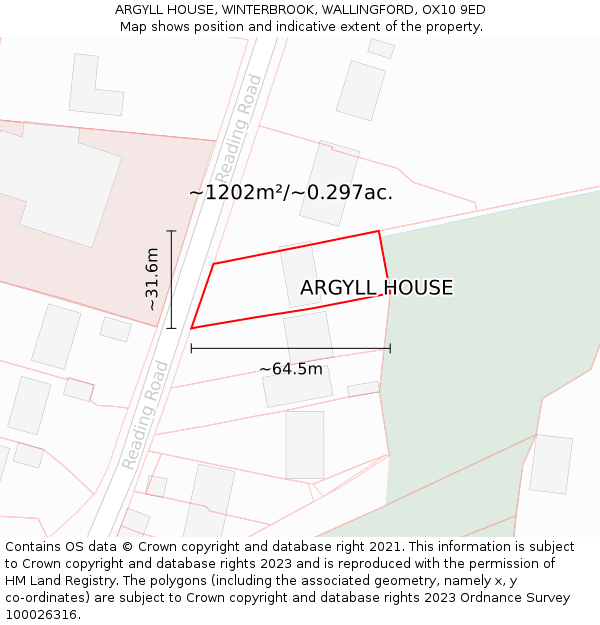 ARGYLL HOUSE, WINTERBROOK, WALLINGFORD, OX10 9ED: Plot and title map
