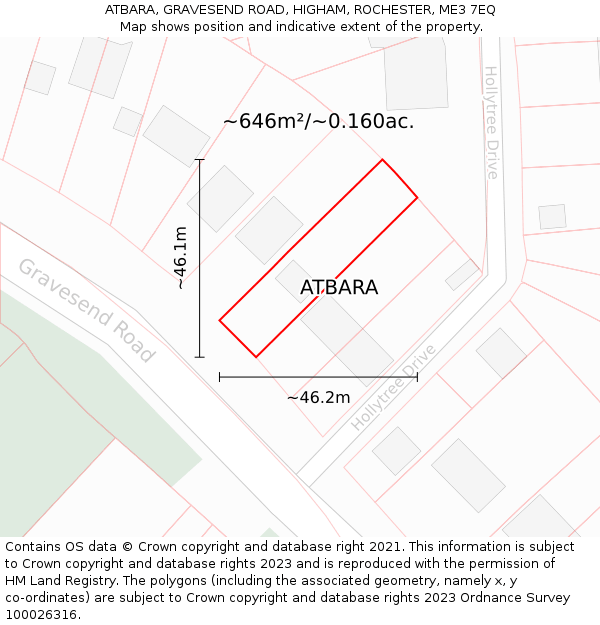 ATBARA, GRAVESEND ROAD, HIGHAM, ROCHESTER, ME3 7EQ: Plot and title map