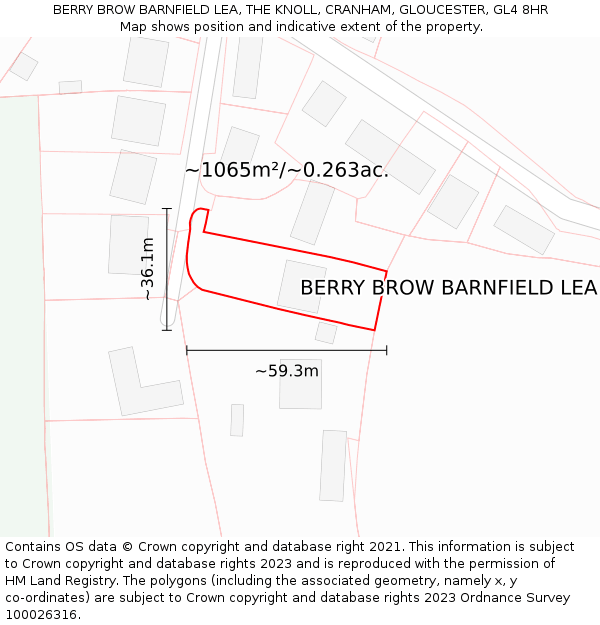 BERRY BROW BARNFIELD LEA, THE KNOLL, CRANHAM, GLOUCESTER, GL4 8HR: Plot and title map