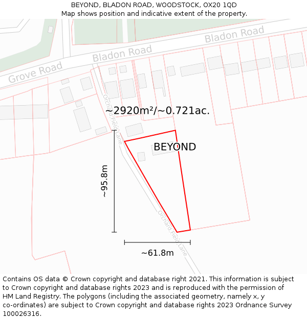 BEYOND, BLADON ROAD, WOODSTOCK, OX20 1QD: Plot and title map