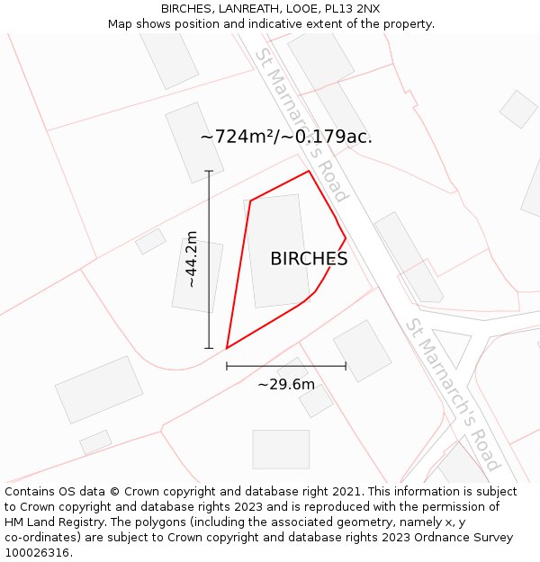 BIRCHES, LANREATH, LOOE, PL13 2NX: Plot and title map