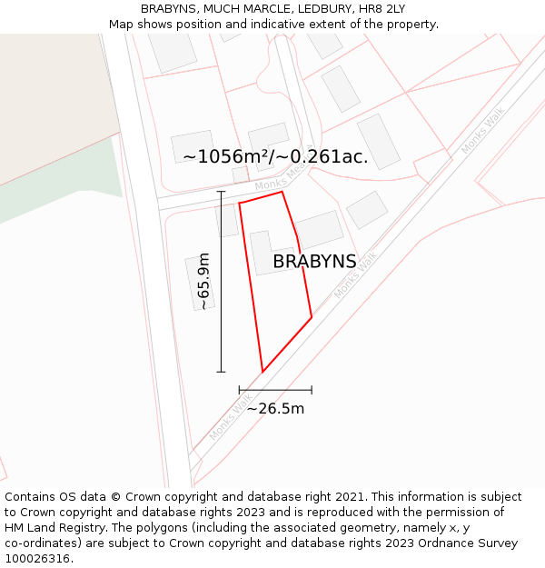 BRABYNS, MUCH MARCLE, LEDBURY, HR8 2LY: Plot and title map