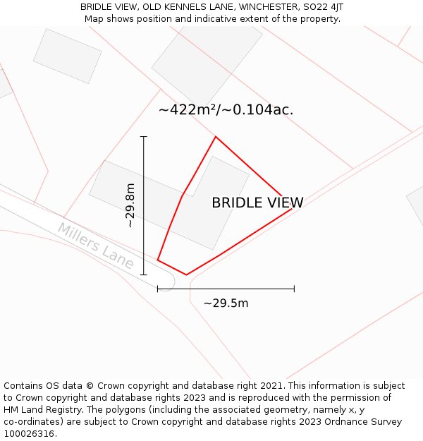 BRIDLE VIEW, OLD KENNELS LANE, WINCHESTER, SO22 4JT: Plot and title map