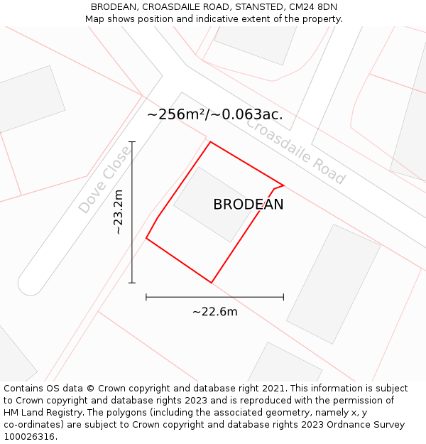 BRODEAN, CROASDAILE ROAD, STANSTED, CM24 8DN: Plot and title map