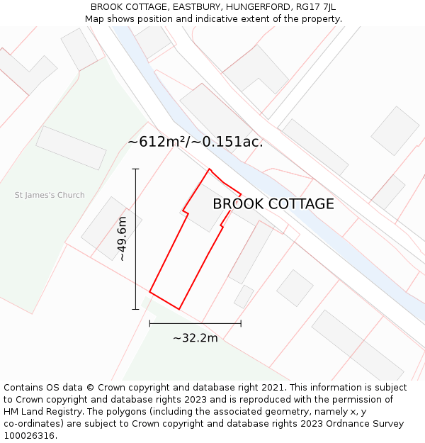 BROOK COTTAGE, EASTBURY, HUNGERFORD, RG17 7JL: Plot and title map