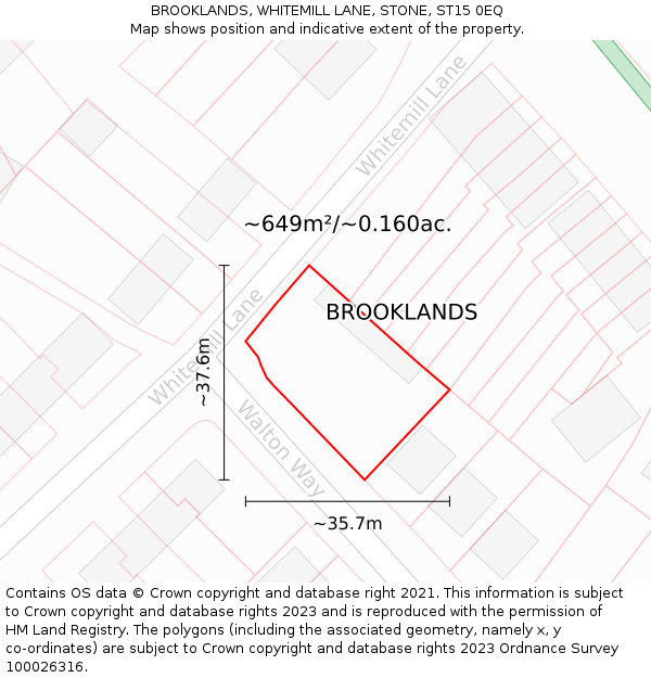 BROOKLANDS, WHITEMILL LANE, STONE, ST15 0EQ: Plot and title map