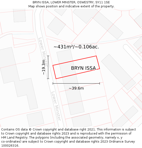 BRYN ISSA, LOWER MINSTER, OSWESTRY, SY11 1SE: Plot and title map