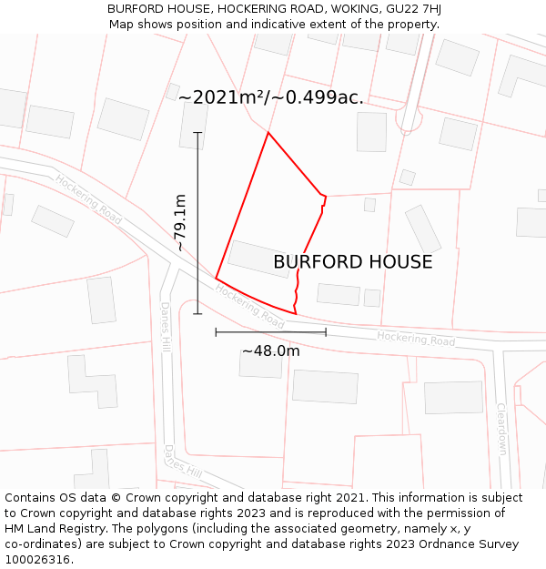 BURFORD HOUSE, HOCKERING ROAD, WOKING, GU22 7HJ: Plot and title map