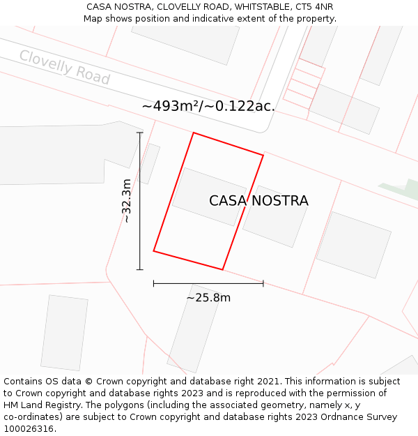 CASA NOSTRA, CLOVELLY ROAD, WHITSTABLE, CT5 4NR: Plot and title map