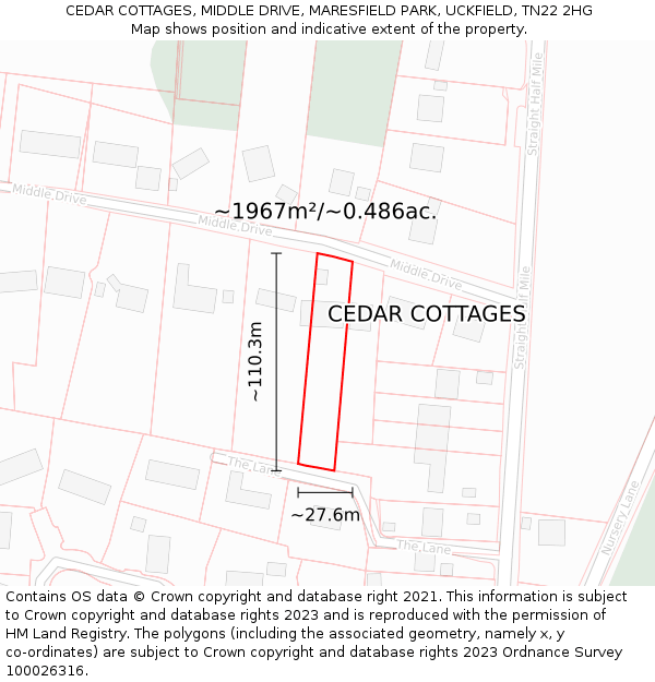 CEDAR COTTAGES, MIDDLE DRIVE, MARESFIELD PARK, UCKFIELD, TN22 2HG: Plot and title map