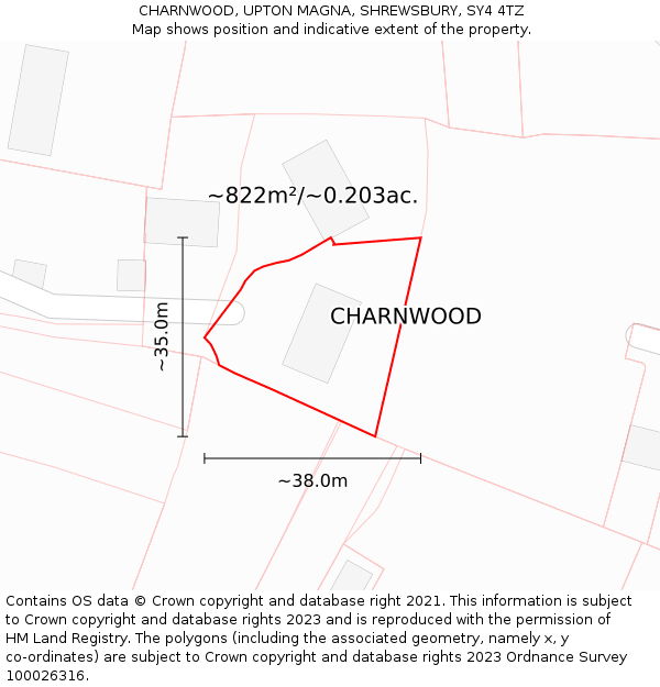 CHARNWOOD, UPTON MAGNA, SHREWSBURY, SY4 4TZ: Plot and title map