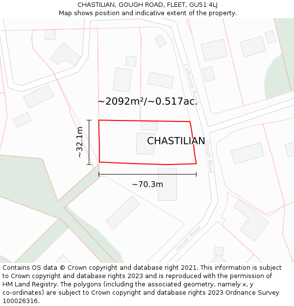 CHASTILIAN, GOUGH ROAD, FLEET, GU51 4LJ: Plot and title map
