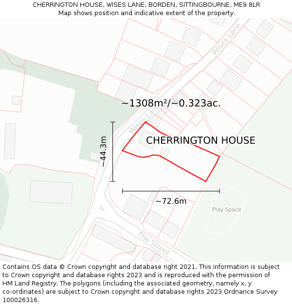 CHERRINGTON HOUSE, WISES LANE, BORDEN, SITTINGBOURNE, ME9 8LR: Plot and title map