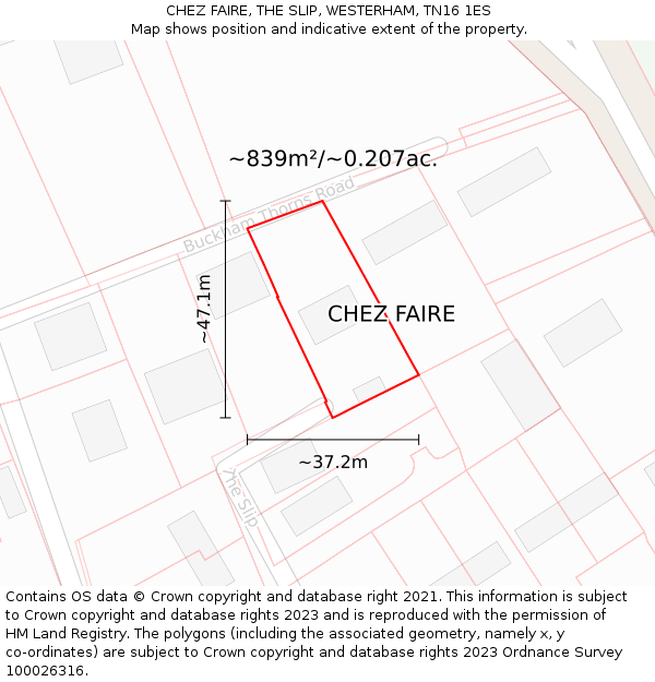 CHEZ FAIRE, THE SLIP, WESTERHAM, TN16 1ES: Plot and title map