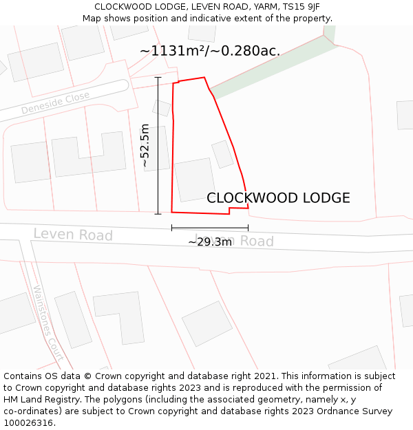 CLOCKWOOD LODGE, LEVEN ROAD, YARM, TS15 9JF: Plot and title map