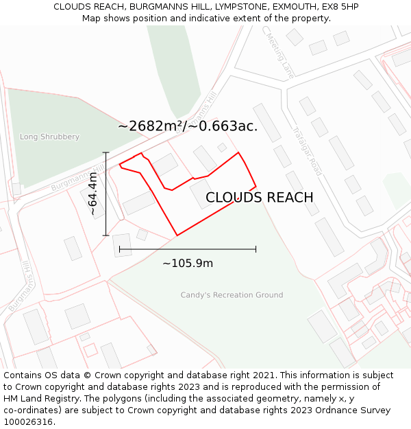 CLOUDS REACH, BURGMANNS HILL, LYMPSTONE, EXMOUTH, EX8 5HP: Plot and title map