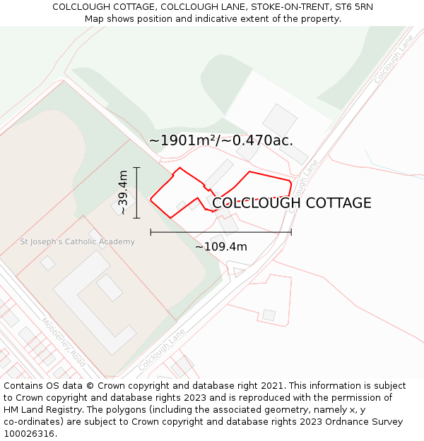 COLCLOUGH COTTAGE, COLCLOUGH LANE, STOKE-ON-TRENT, ST6 5RN: Plot and title map