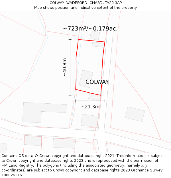 COLWAY, WADEFORD, CHARD, TA20 3AP: Plot and title map