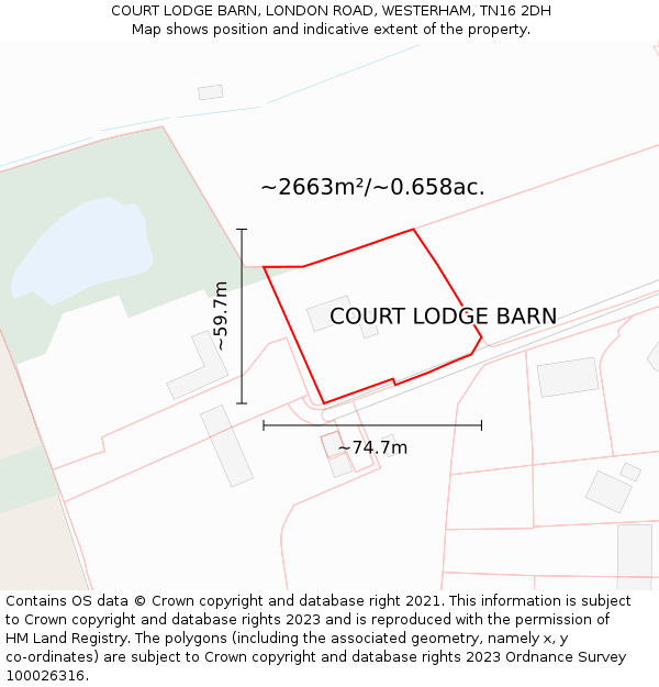 COURT LODGE BARN, LONDON ROAD, WESTERHAM, TN16 2DH: Plot and title map