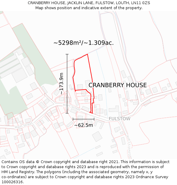 CRANBERRY HOUSE, JACKLIN LANE, FULSTOW, LOUTH, LN11 0ZS: Plot and title map