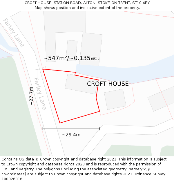 CROFT HOUSE, STATION ROAD, ALTON, STOKE-ON-TRENT, ST10 4BY: Plot and title map