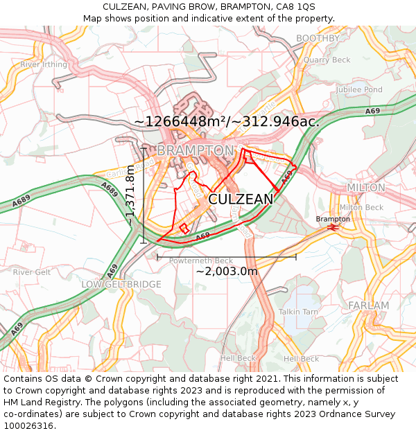 CULZEAN, PAVING BROW, BRAMPTON, CA8 1QS: Plot and title map