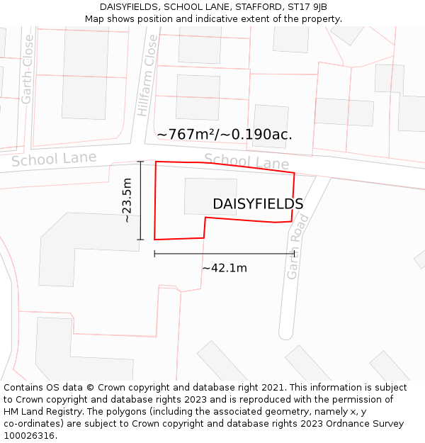 DAISYFIELDS, SCHOOL LANE, STAFFORD, ST17 9JB: Plot and title map