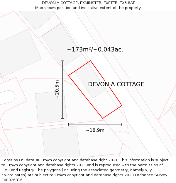 DEVONIA COTTAGE, EXMINSTER, EXETER, EX6 8AT: Plot and title map