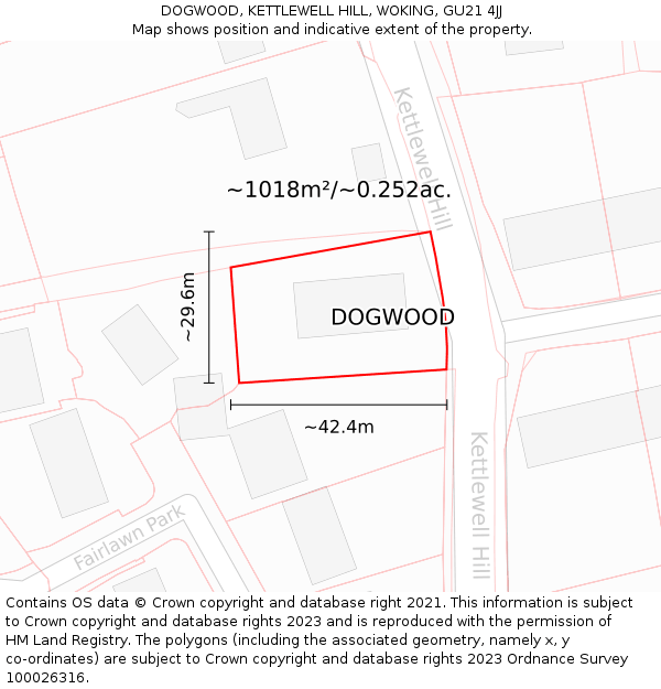 DOGWOOD, KETTLEWELL HILL, WOKING, GU21 4JJ: Plot and title map