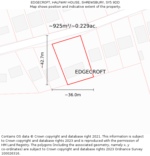 EDGECROFT, HALFWAY HOUSE, SHREWSBURY, SY5 9DD: Plot and title map