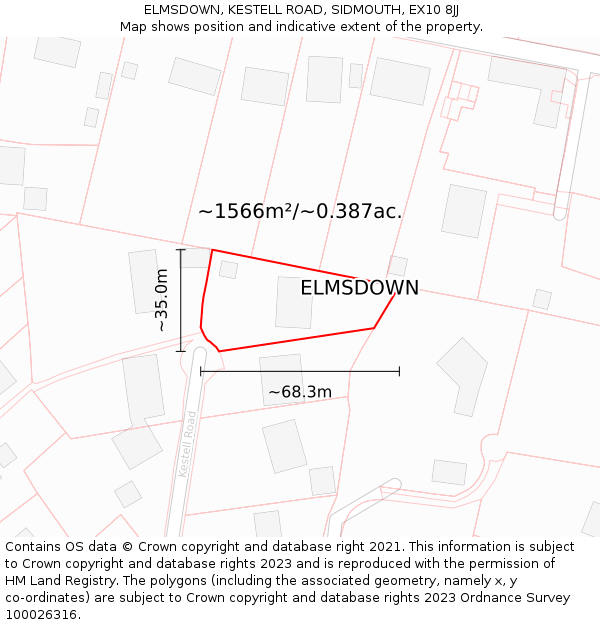 ELMSDOWN, KESTELL ROAD, SIDMOUTH, EX10 8JJ: Plot and title map